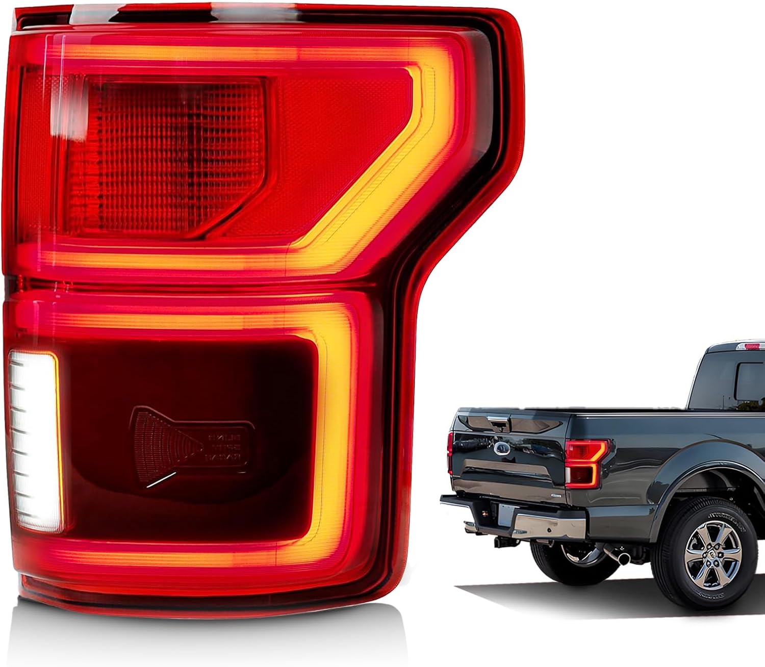 LED Tail Lights Compatible with Ford F150 2018-2020 W/Blind Spot Taillight Rear Driving Brake Lights Replace OEM KL3Z13404B, JL3Z13404C, JL3Z13404F, KL3Z13404A (Module NOT Included) Right Side