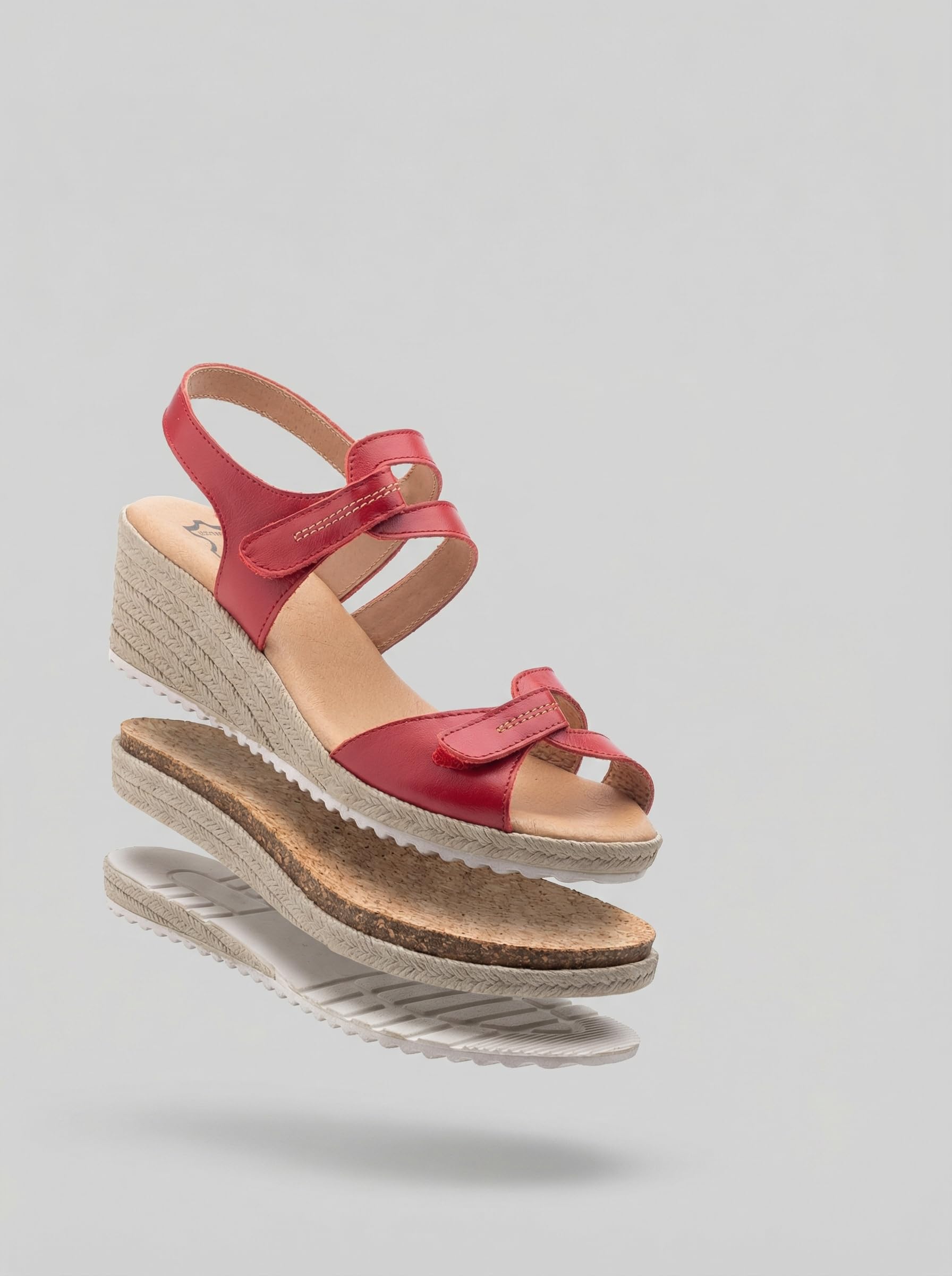 Sandalias para Mujer de Cuña Cómodas con Cierre de Velcro Ajustable | Zapatos de Verano Ergonómicos para Caminar, Ciudad y Playa | Fabricadas en España