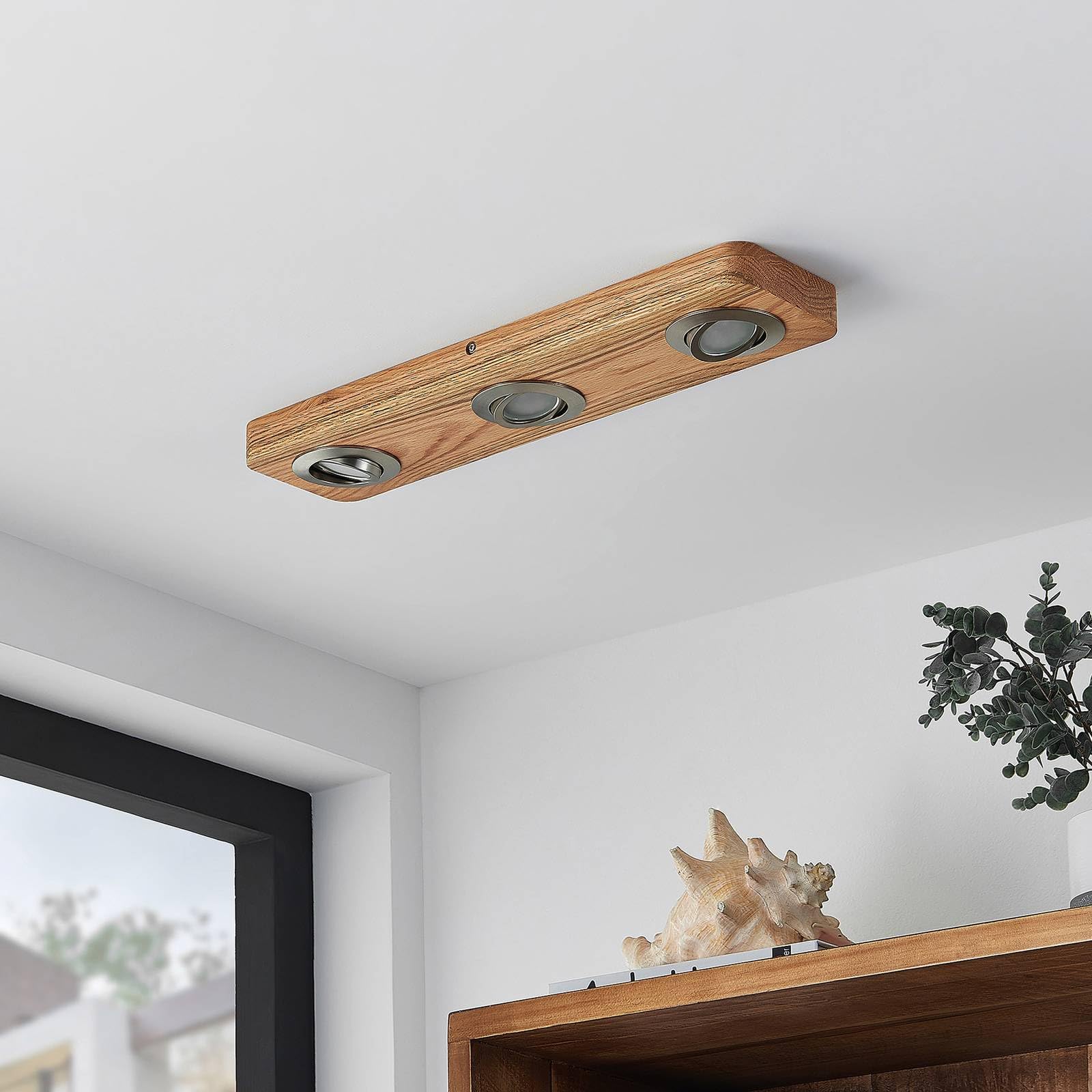 Lindby Plafoniera (Moderno) colore Ocra, in Legno ad es. Soggiorno & Sala da pranzo lampadina inclusa plafoniera legno lampada