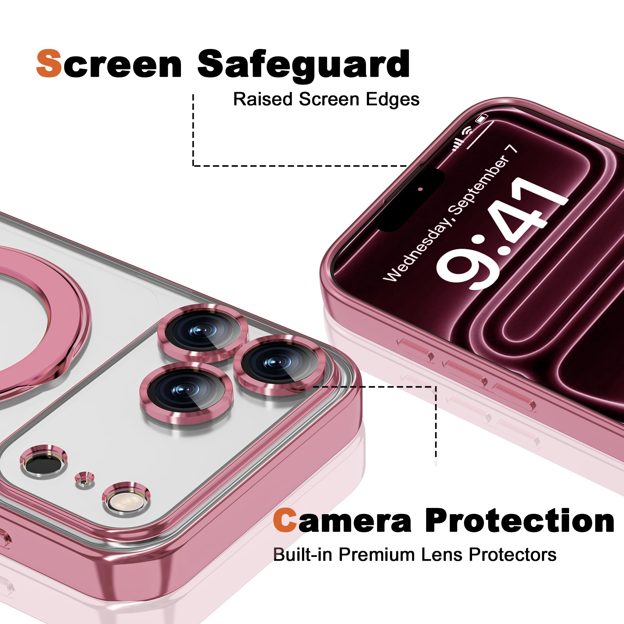 Custodia per iPhone 17 Pro con supporto da 16 cm, colore: rosa