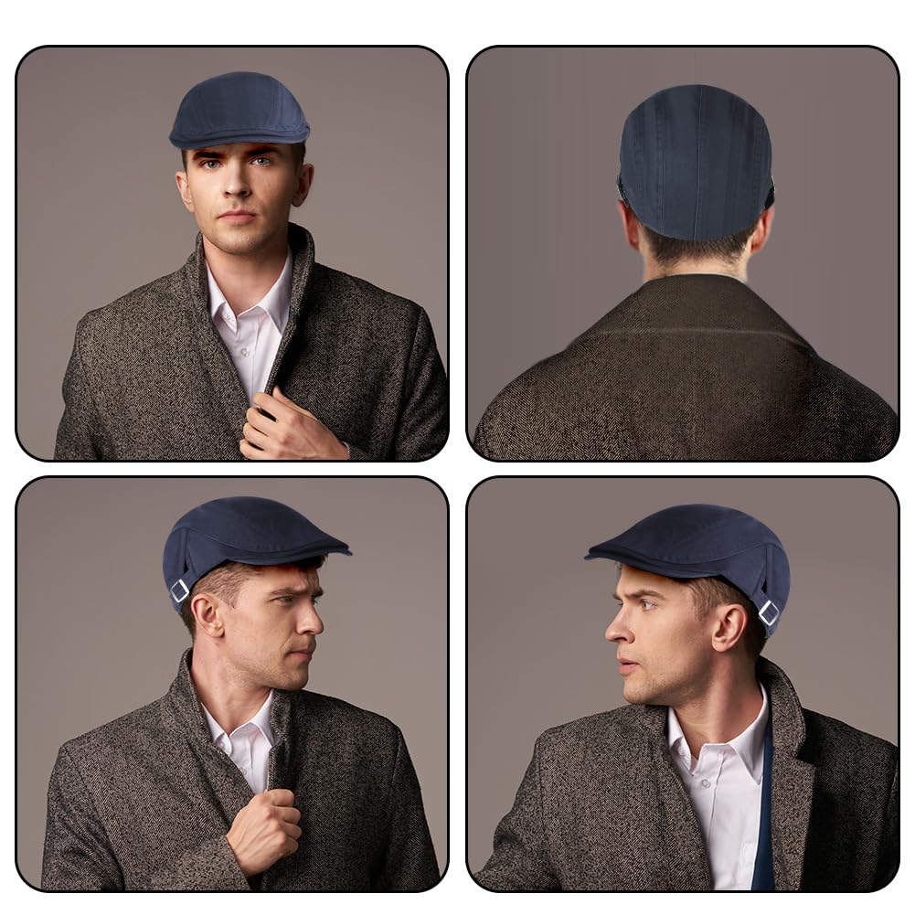 AOOWU Regulowane berety, czapka gazeciarza z płaskim kapeluszem, bawełniana płaska czapka męska vintage czapka irlandzka czapka beret w stylu Gatsby, klasyczna elegancja czapki Cabbie Trucker Gatsby