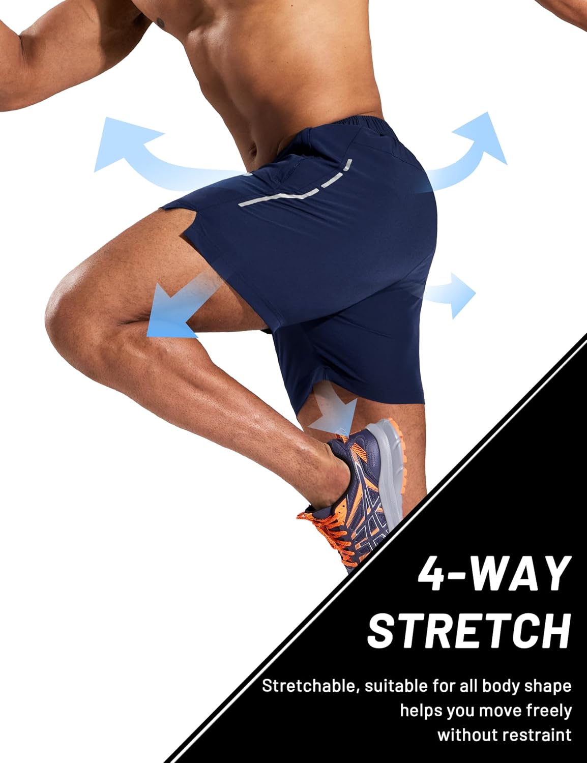 MIER Mens 5 Inch Athletic Running Shorts Quick Dry Lightweight Workout Gym Training Active Reflective Shorts,3 Zipper Pockets - Image 5