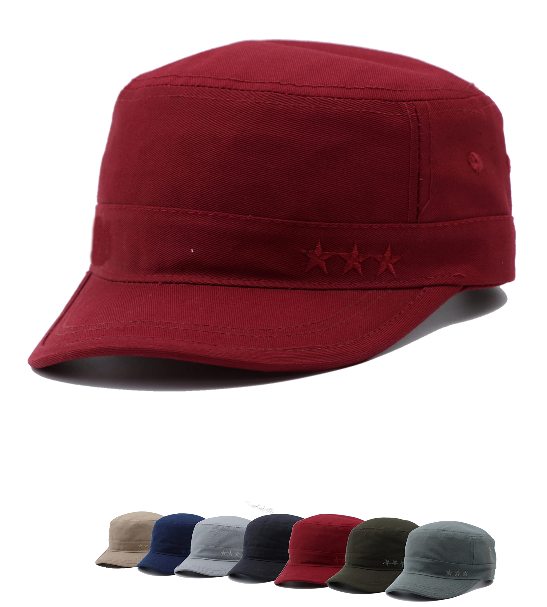 JAZAA Fashionable Solid Color Unisex Fitted Army Military Cadet Cap (Blue)-image-36