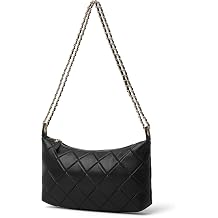 DORIS&JACKY Small Leather Quilted Shoulder Purse, Soft Lambskin Hobo Crossbody Chain Bag for Women