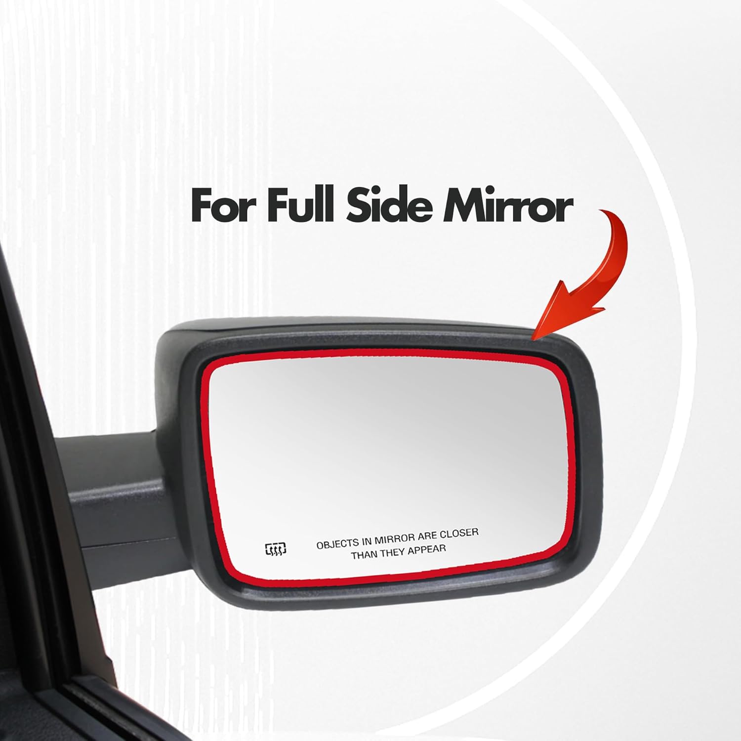 SNEMEEY Compatible with Dodge Ram 1500 2500 Passenger Side Mirror Glass, 2013 2014 2015 2016 2017 2018 - Right Side Replacement Tow Mirrors, Power Heated, Chrome, with Rear Holder, 68079363AA