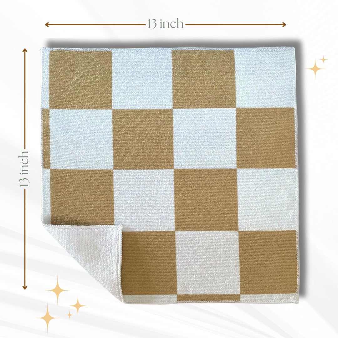 Cloak & SAGE - Paños de limpieza de microfibra de lujo de 13 x 13 pulgadas, paquete de 8, toallas de microfibra multiusos a cuadros de alta calidad para limpiar vidrio, cocinas, baños, automóviles y