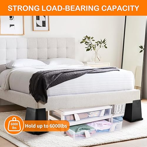 Miniatura 5 de Elevadores de cama de 8 pulgadas resistentes, elevadores de muebles con plástico duradero, elevadores de cama de gran tamaño que soportan hasta