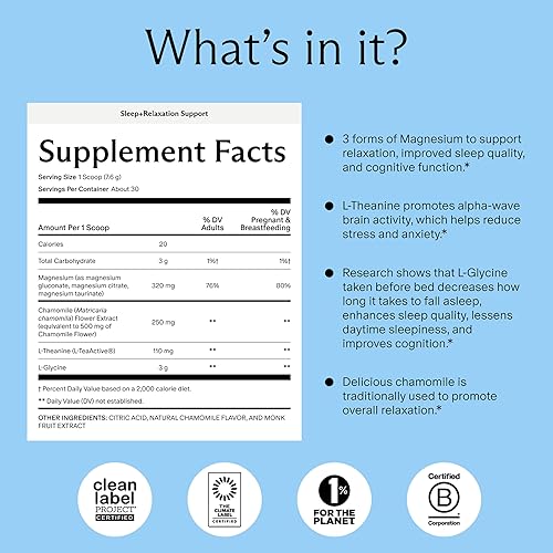 Miniatura 2 de Needed. Apoyo para el sueño y la relajación: polvo de manzanilla para relajación y polvo de magnesio para apoyar el sueño, nutrientes seguros y