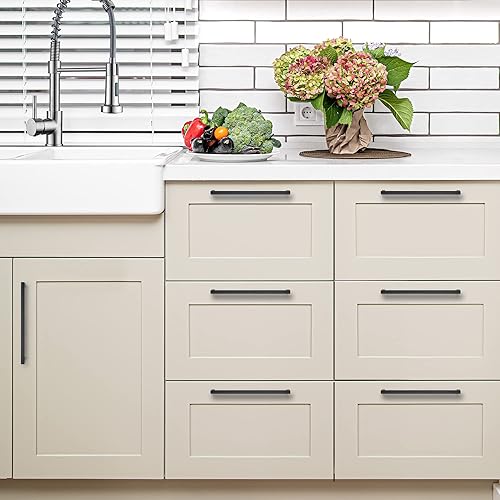 Vista 81 de Ravinte Paquete de 20 manijas cuadradas de gabinete de cocina de 18 pulgadas, color negro mate, tiradores de cajón negros, manijas de gabinete