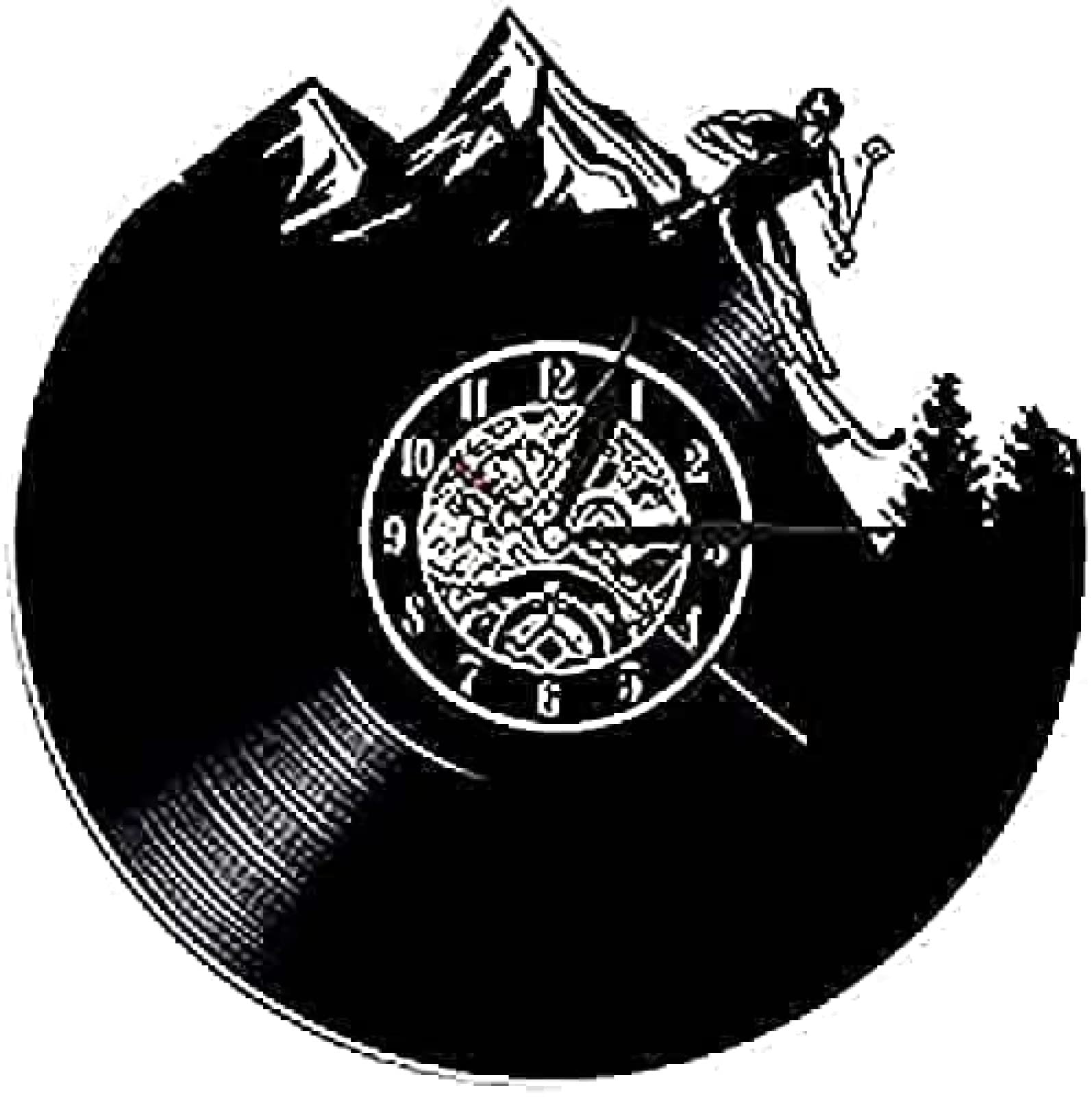 Horloge murale ronde ski la reponse aux murs vides avec son eclairage led unique