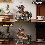 Wood Cabin Building Set with Light, Mechanical Farm House Building Block Toys with Rotating Windmill Waterwheel Castle Architecture Model Set 1436 Pcs for Adults Teens Kids Boys Girls 10-12+