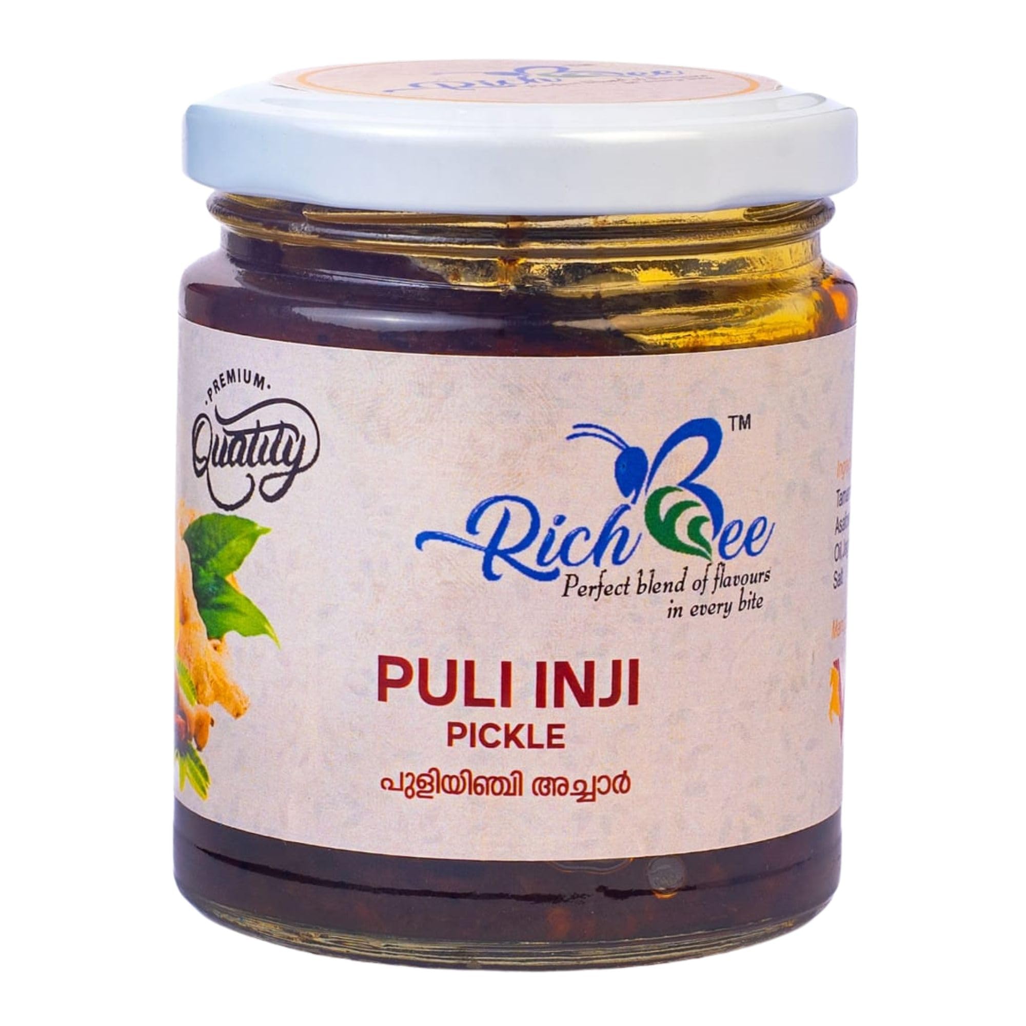 RichBee Puli inji Pickle 200gram - Savour the nutritious and flavourful delight of Puli Inji pickle, a healthy blend of tangy tamarind and spicy ginger