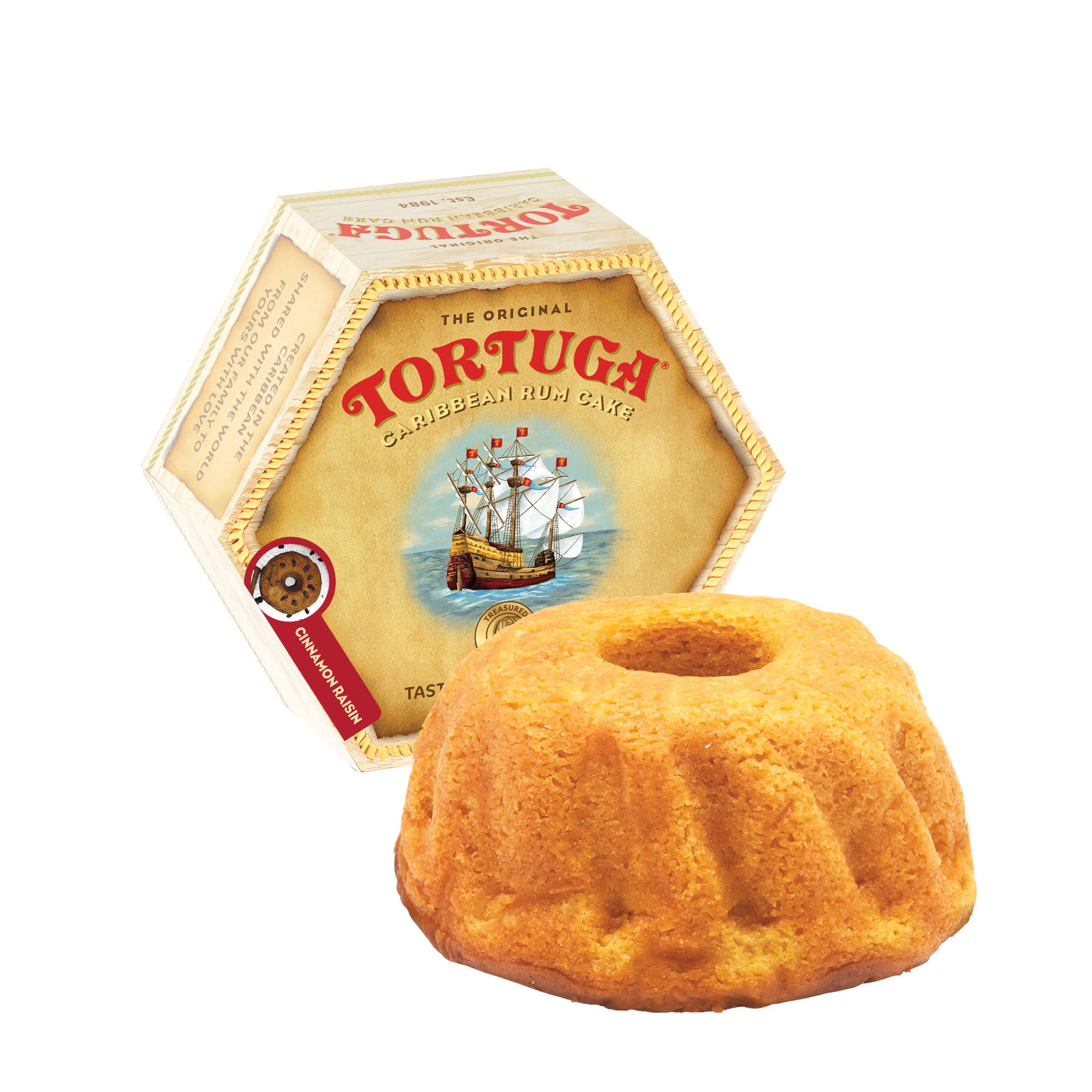 TORTUGA Caribbean Cinnamon Raisin Rum Cake - 16 oz Rum Cake - The Perfect Premium Gourmet Gift for Gift Baskets, Parties, Holidays, and Birthdays - Great Cakes for Delivery