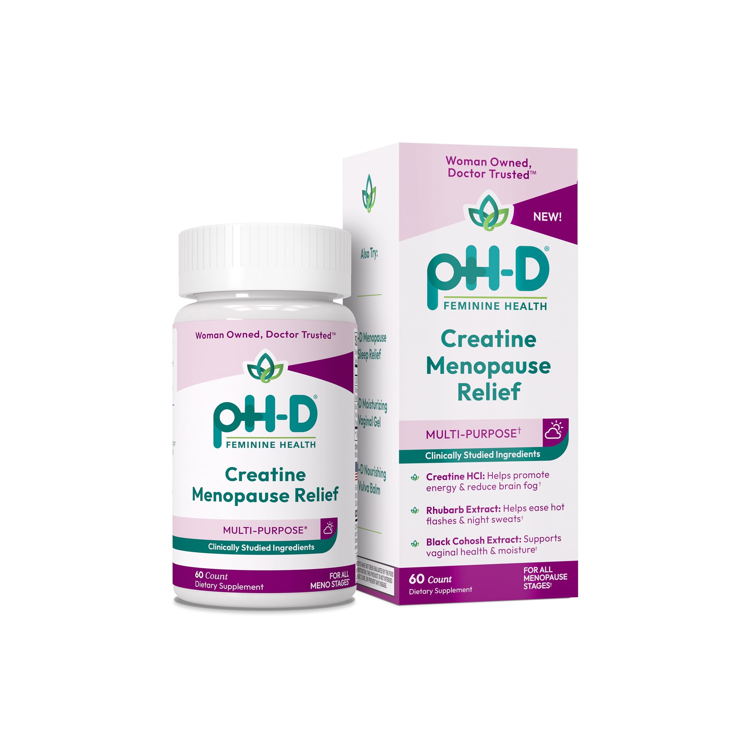pH-D Feminine Health Creatine Menopause Relief Capsules, 60 Count