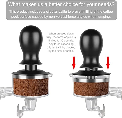 Miniatura 4 de Tamper de café calibrado con resorte para máquina de café expreso, herramienta esencial de espresso para resultados de apisonamiento perfectos, se