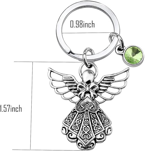 Miniatura 2 de BNQL Llavero de ángel de la guarda con piedra natal conmemorativa, regalo personalizado