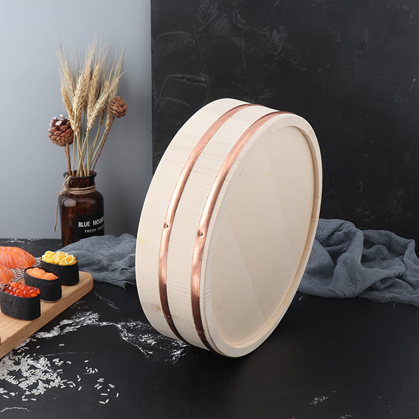 AIZYR Recipiente para Mezclar Arroz Japonés Hangiri Sushi Oke, Barril De Sushi De Madera De Alta Capacidad para Preparar O Mezclar El Arroz,39x9.5cm