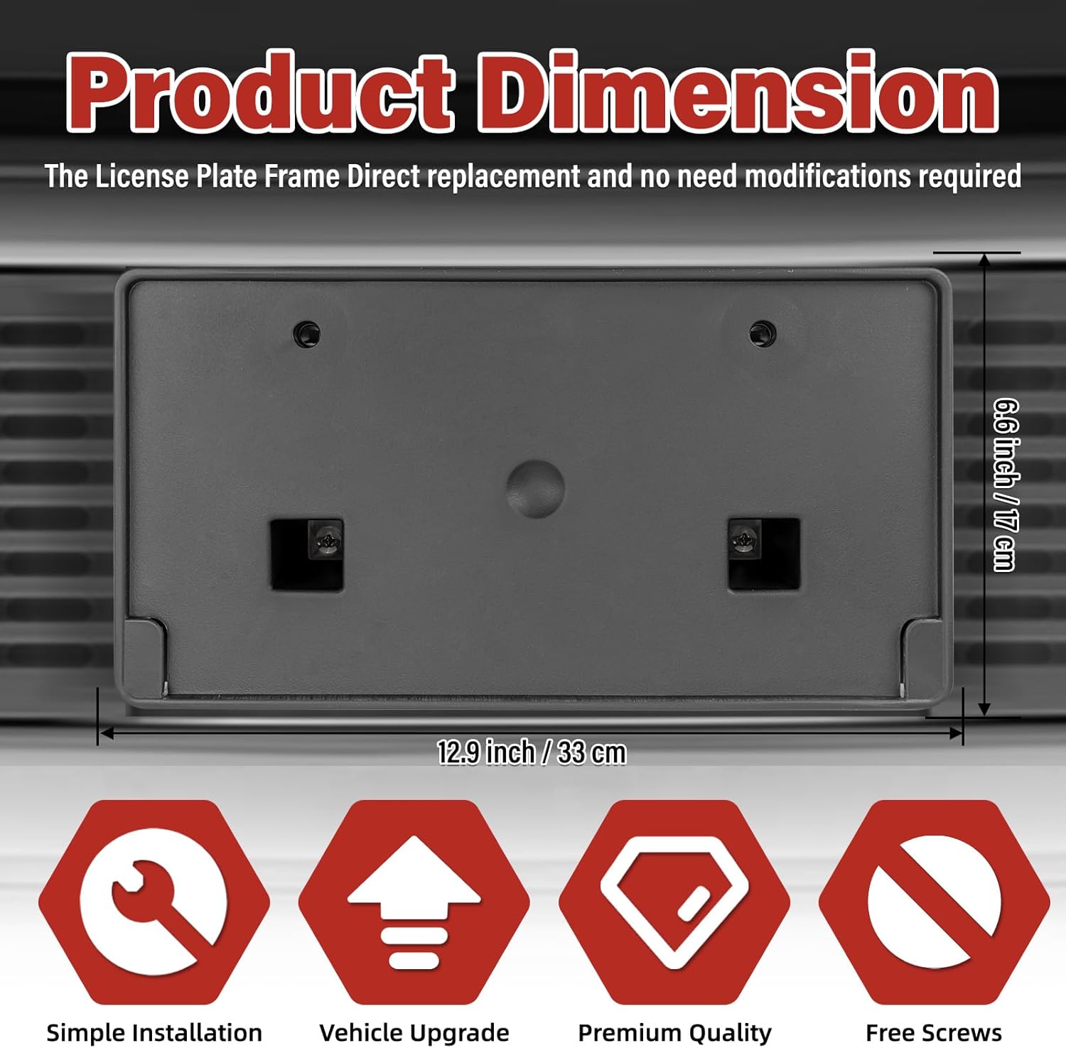 License Plate Bracket Accessories for RAM 2500 3500 4500 5500 2019 2020 2021 2022 2023 2024 2025, Front Bumper License Plate Holder Replacement Frame Black Mount