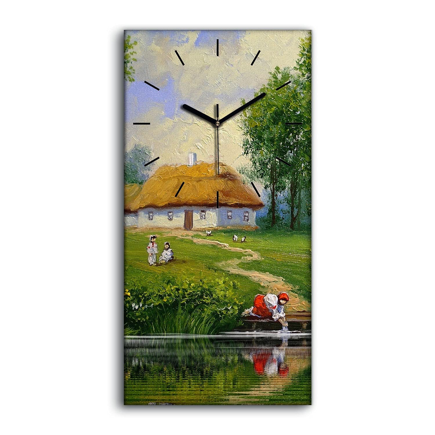 Horloge sur Toile 30x60cm Décoration Art Mural Haut de Gamme