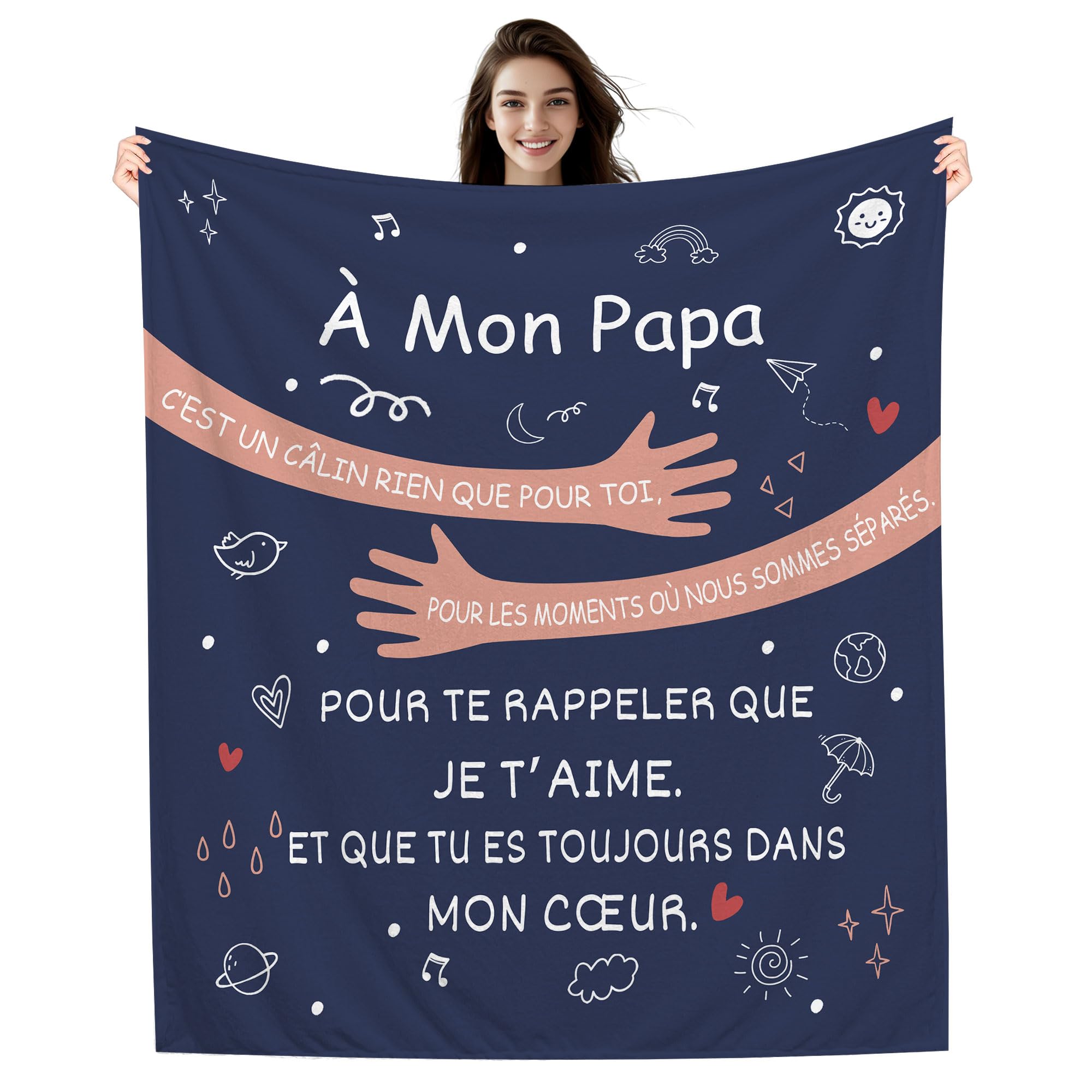Amorea À Mon Papa C’est Un câlin Rien Que pour Te rappeler Que Je t’Aime Et Que tu ES Toujours dans Mon cœur Couverture pour Papa Père Anniversaire Fête des pères Cadeau de Noël (Papa-a)