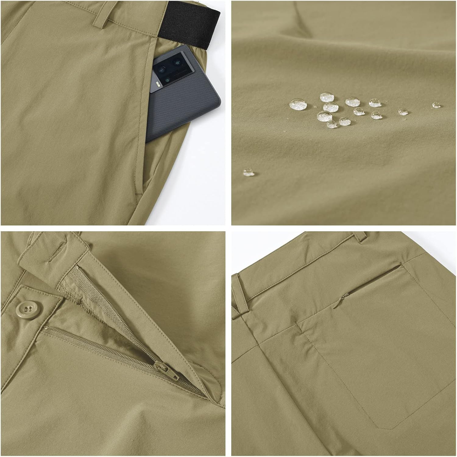 Rdruko Golf Pants Men Stretch Relaxed Fit Business Casual Pants Dry Fit Lightweight(Dark Khaki,US 38) - Image 6
