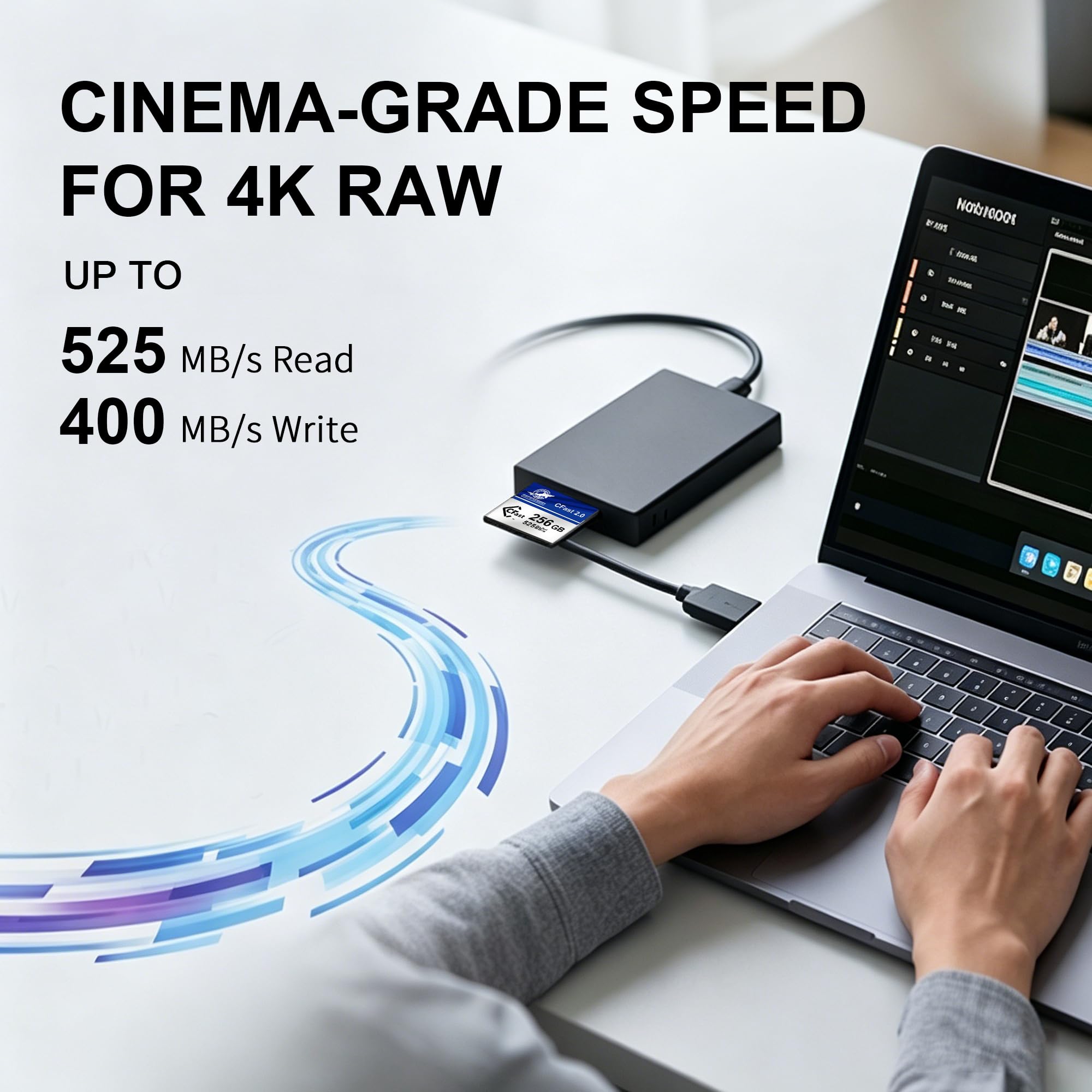 Dogfish - Tarjeta de memoria CFast 2.0 de 256 GB, lectura de hasta 525 MB/S, grabación de video profesional 4K/6K y fotografía RAW, tarjeta CFast para cámaras DSLR/cine