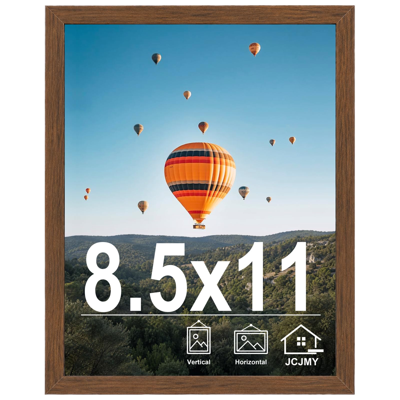 JCJMY 8.5x11 inch Picture Frame Brown for Certificate Poster and Photo, Horizontal and Vertical Formats for Wall Hanging or Tabletop, 8.5x11 Frame with Shatter Resistant Plexiglass, Brown