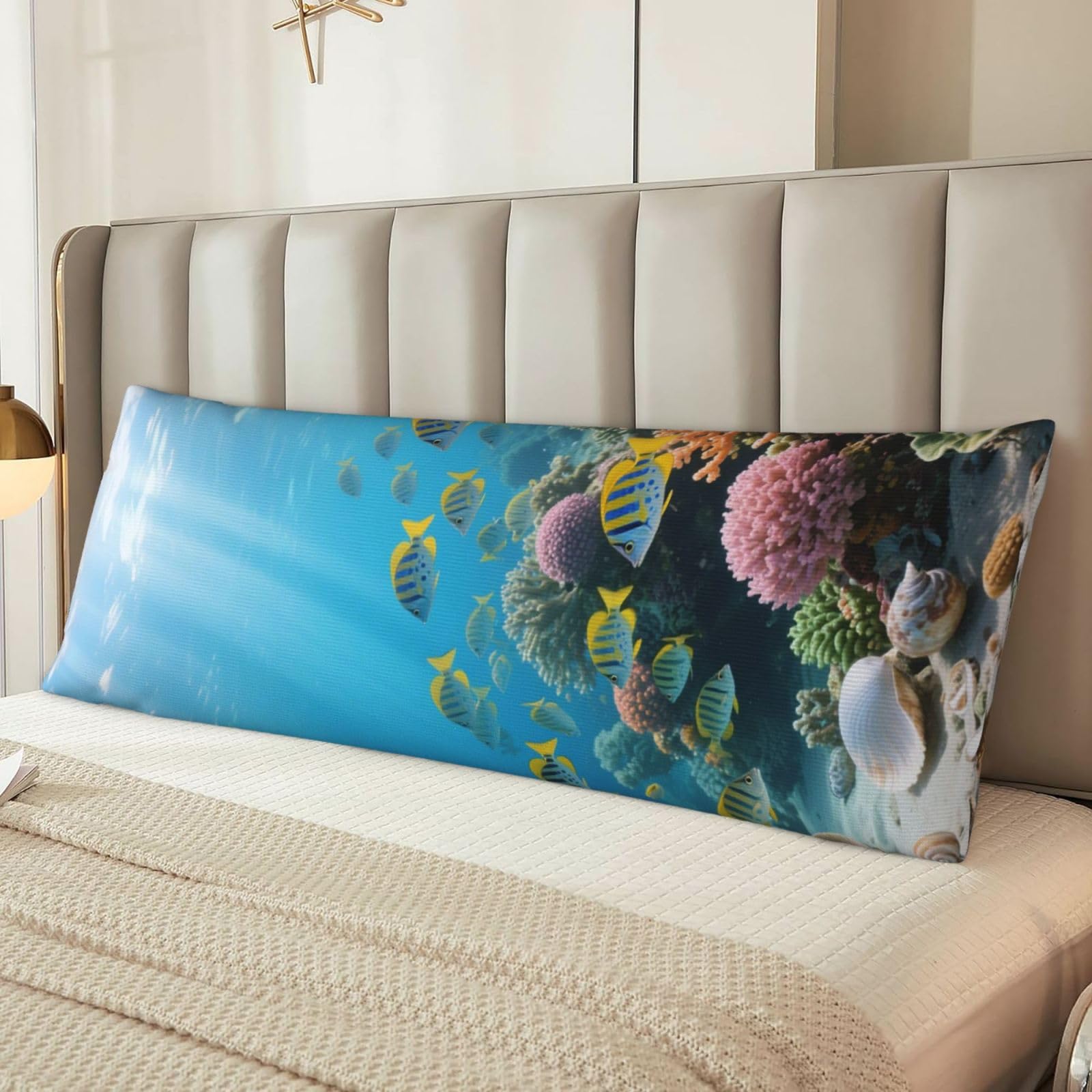 Various Fish Coral Reefs Body Pillow Cover with Hidden Zipper 54"X20",Ultra Soft Microfiber Long Pillow Case Decorative Bedding Pillowcase Cushion Cover Cases for Bedroom Couch Sofa,Home Gifts