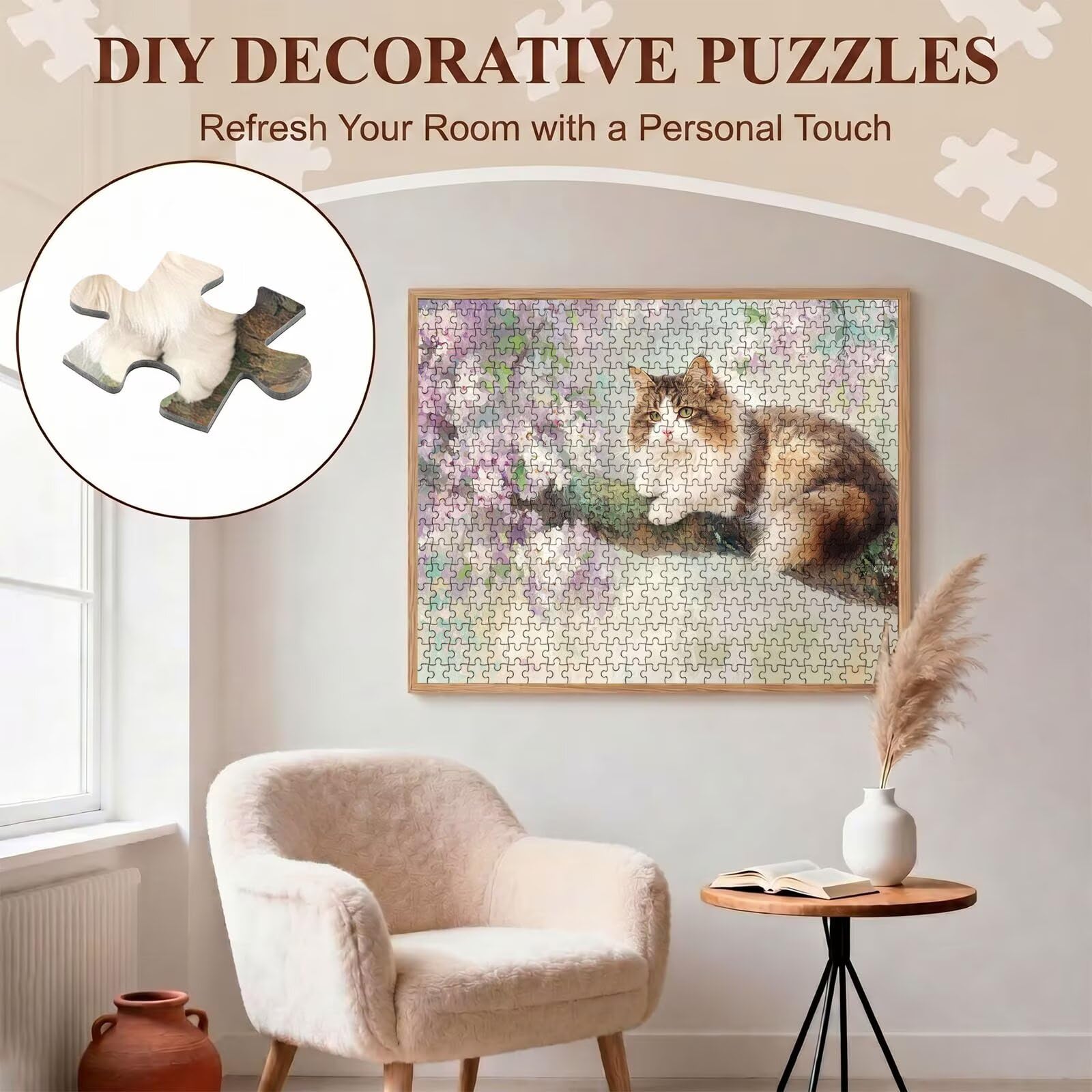gatto Albero Puzzle 1500 Pezzi per Adulti, Puzzle in Legno - Collezione Classica con Poster Incluso - Sfida di Concentrazione e Passatempo Antistress, Gioco Educativo per Famiglia, 87 x 57 cm f0-716
