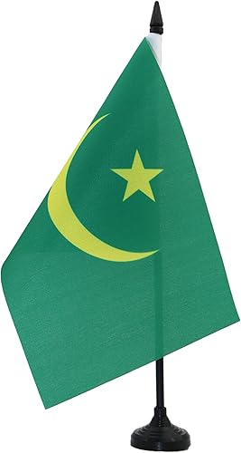 Miniatura 460 de Bandera de mesa Sierra Leona de 5 x 8 pulgadas, bandera de escritorio de Sierra Leona, 8.3 x 5.5 in, barra y base de plástico negro AZ FLAG