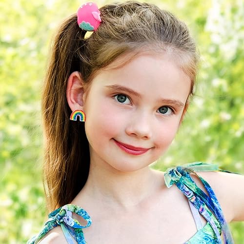 Miniatura 7 de Clip On Earrings Hypoallergenic Clips Earrings Sets Suitable for Ages 4-12 Little Girls, Cute Small Clips On Earrings Jewelry Gifts Set
