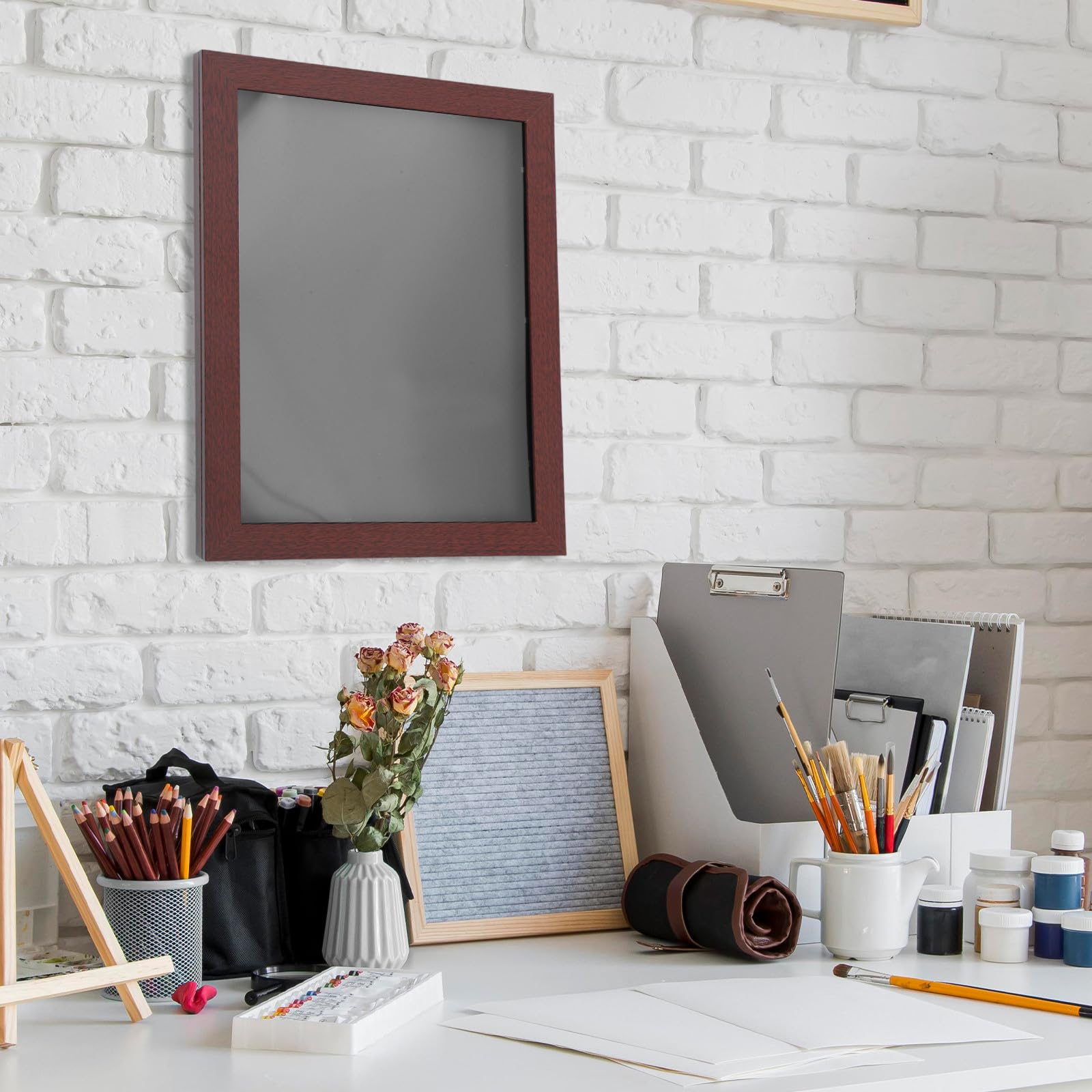 STOBAZA Cadre Photo Boîte à Ombres Marron 11x14 Pouces en Bois avec Verre Incassable Protection pour Maillots de Sport Clubs Écoles Décor Artistique