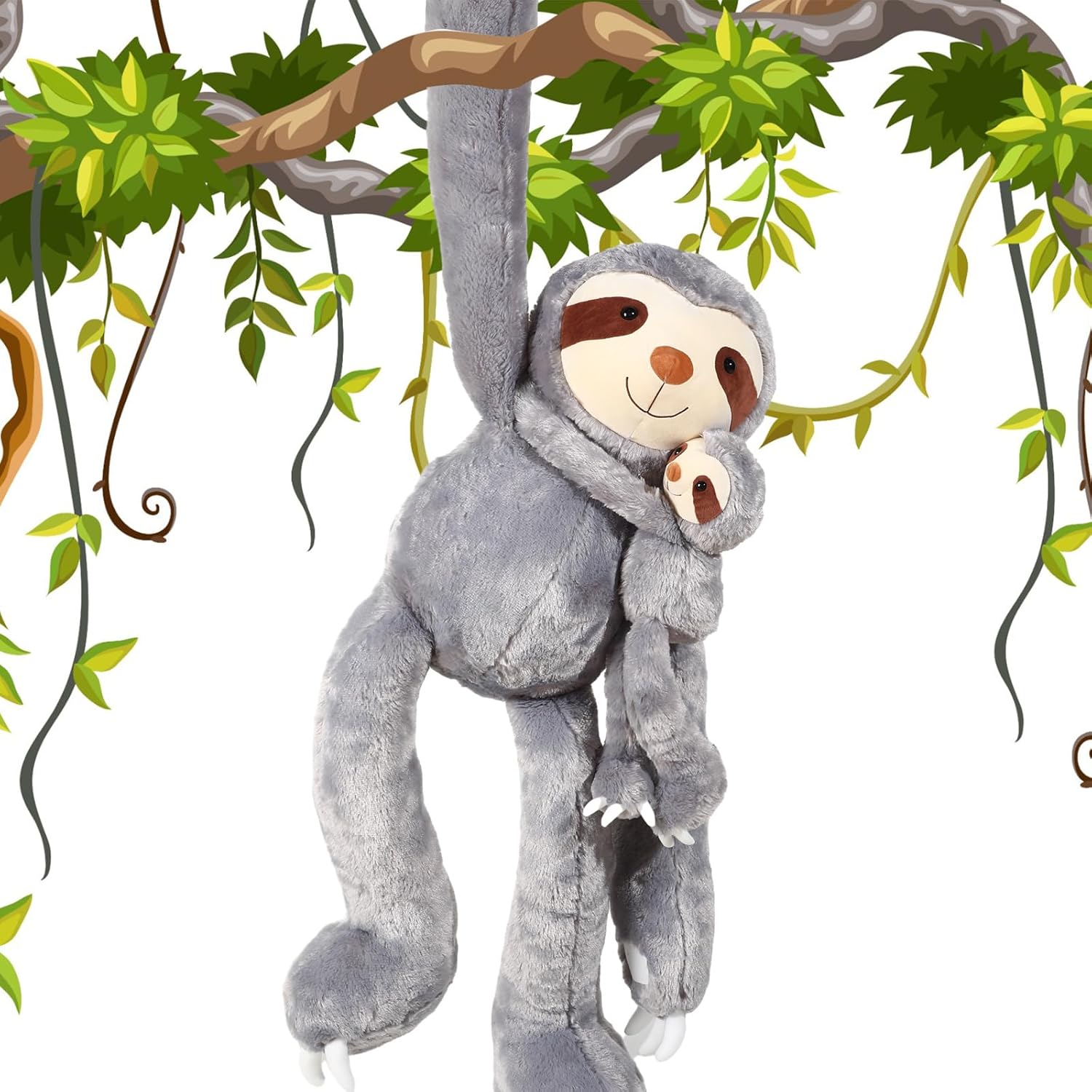 Libima 2 Pcs Large Sloth Stuffed Animal 40in Mommy Plush Sloth Stuffed Sticky with Baby Grey Plush Toys Gifts for Birthday Baby Shower Wedding Graduation Party Favor