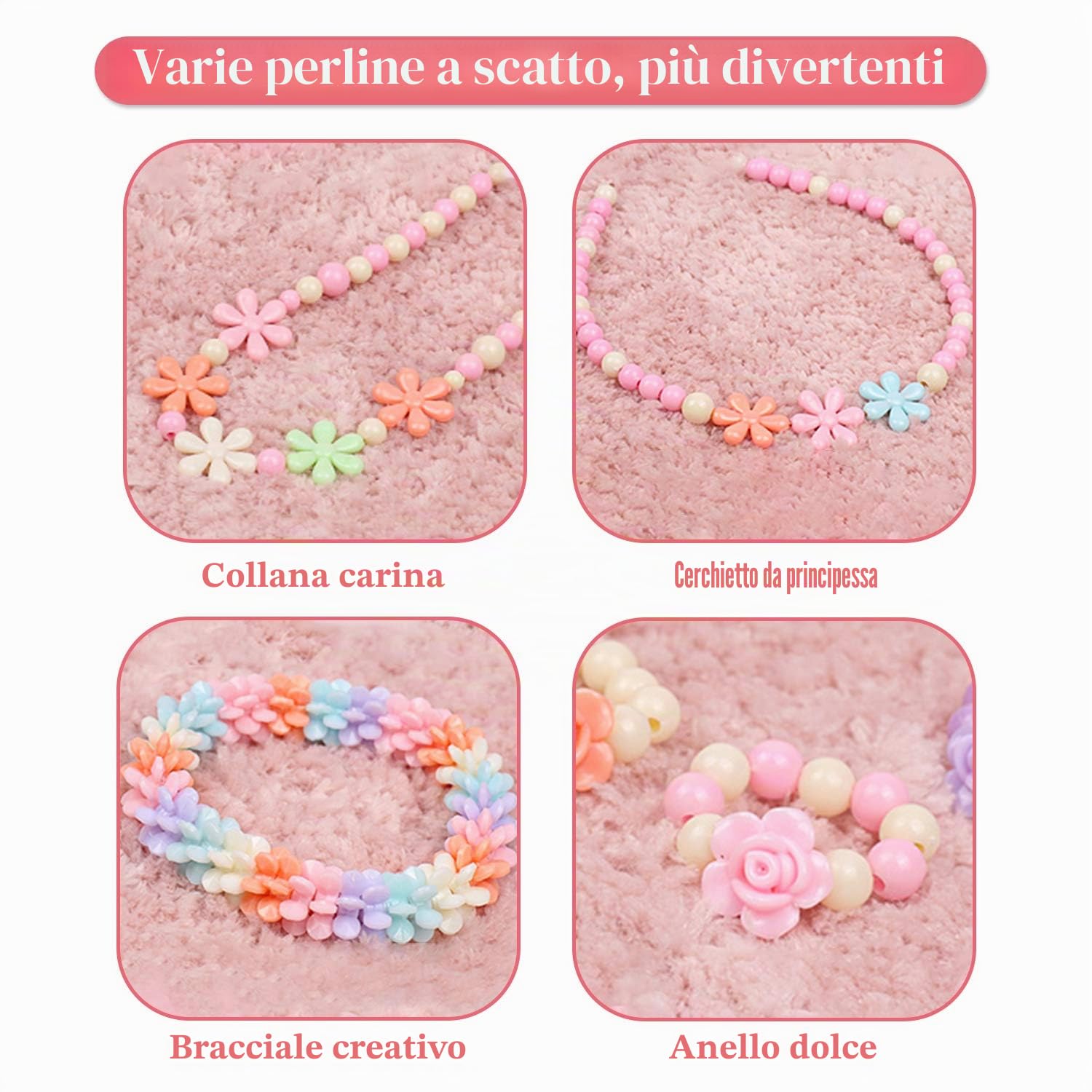 Sanlebi Bambini fai da te perline set, 2000 pezzi braccialetto perla per la fabbricazione di braccialetti,collana, kit fabbricazione gioielli giochi fai da te per ragazze
