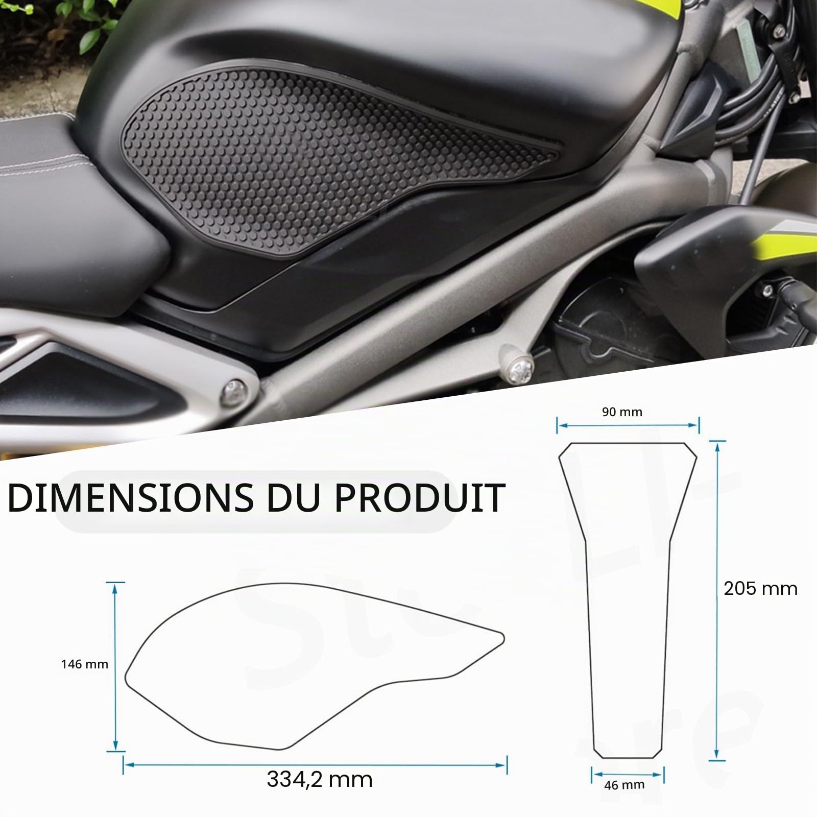 Lot de 3 Autocollants antidérapants pour réservoir de Carburant de Moto, Protection latérale pour genouillère à gaz Compatible avec Triumph Daytona 675/R Street Triple 765 R/RS