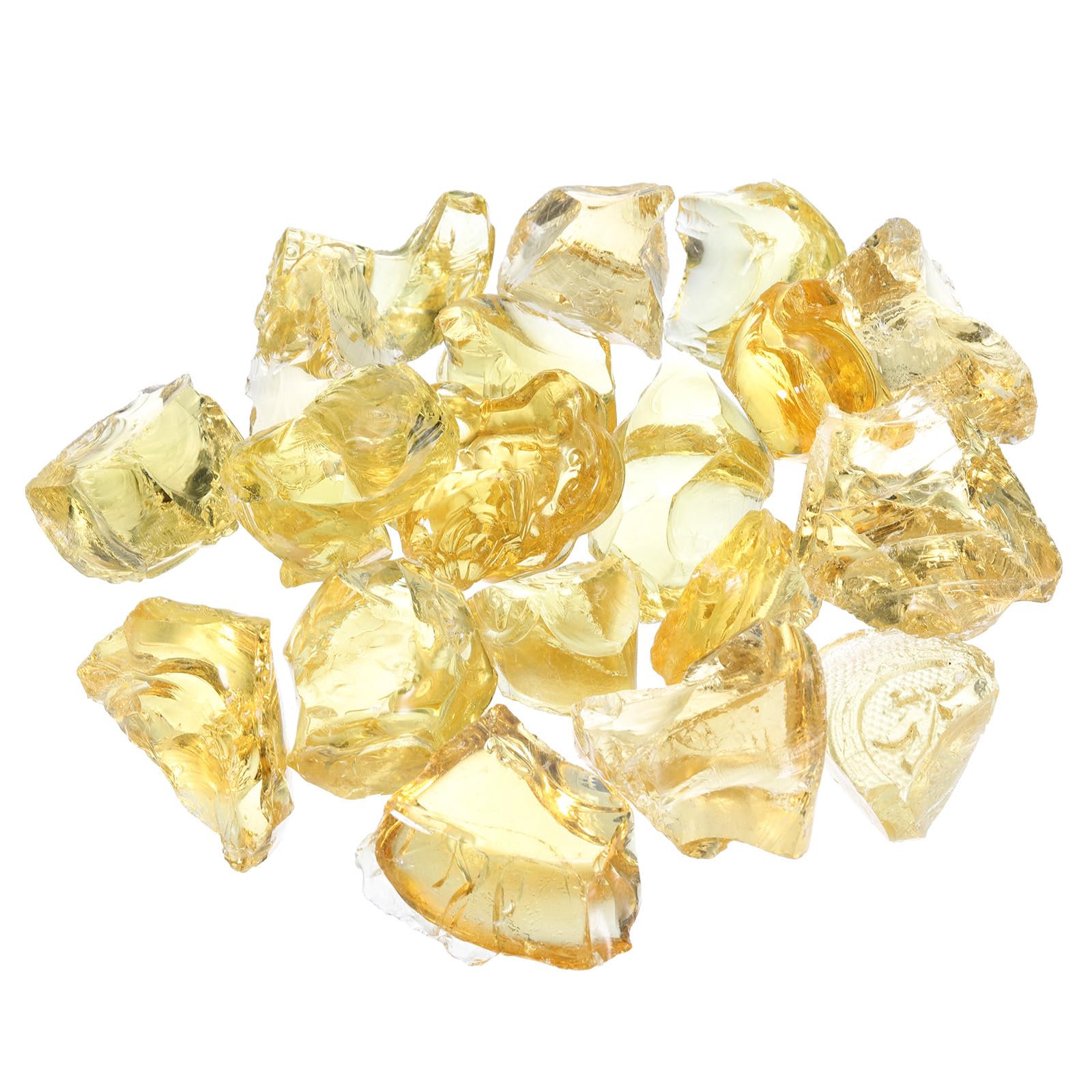 QUARKZMAN Fuoco Vetro per Fuoco Fossa 2-3cm(1/9") Alta Lucente Riflettente Vetro Rocce per Naturale O Propano Caminetto Sicuro per Aperto e Interno Fuoco Fossa Vetro Giallo