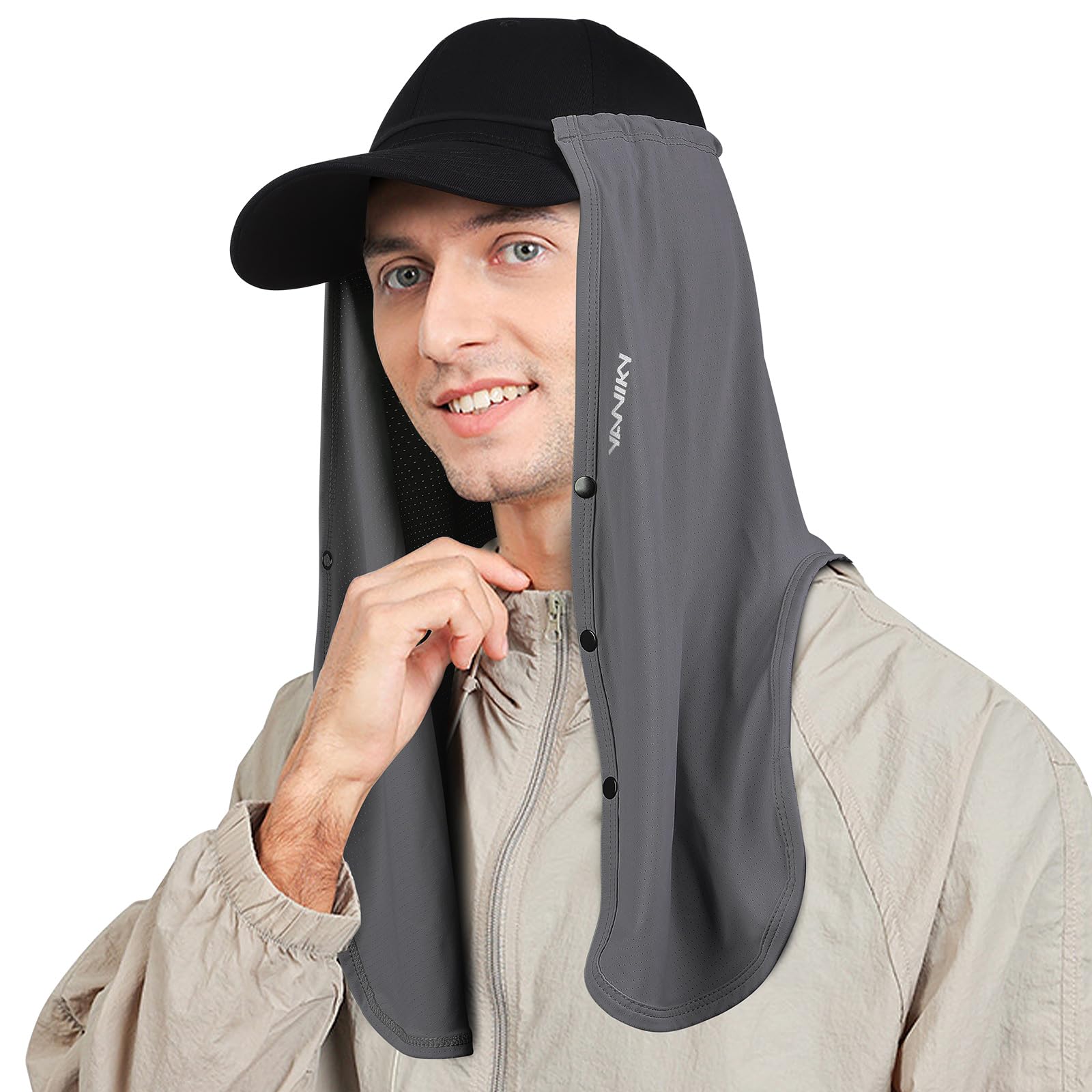 YANIKY Adjustable UV Sun Protection Neck Drape, 2-in-1 Multifunctional Sun Protection Mask, Neck Flap Addon for Ball Caps