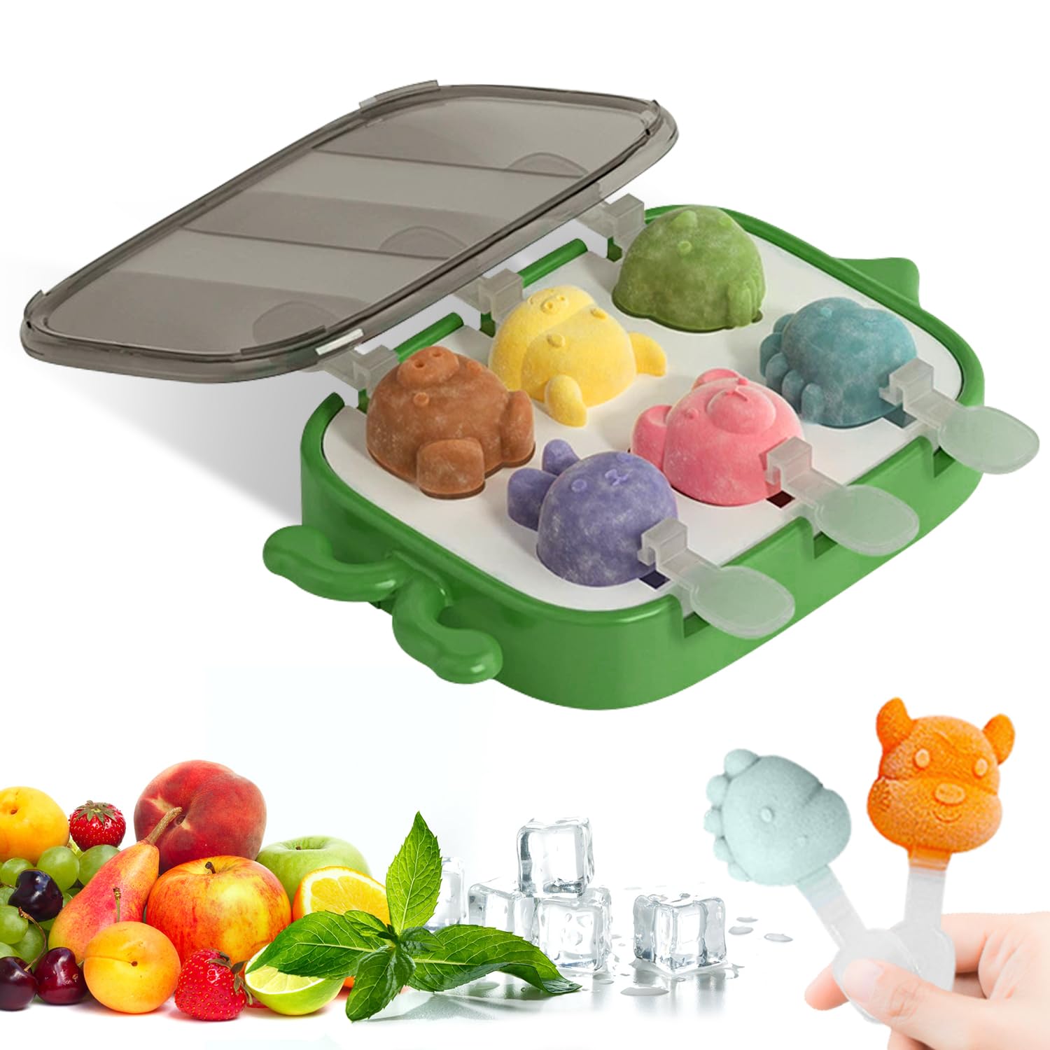 Eisformen Silikon, 6 Eisformen Eis am Stiel, DIY Ideen Eiscreme Formen,Eisförmchen BPA Frei für Kinder, Popsicle Formen Set mit Sticks und Tropfschutz