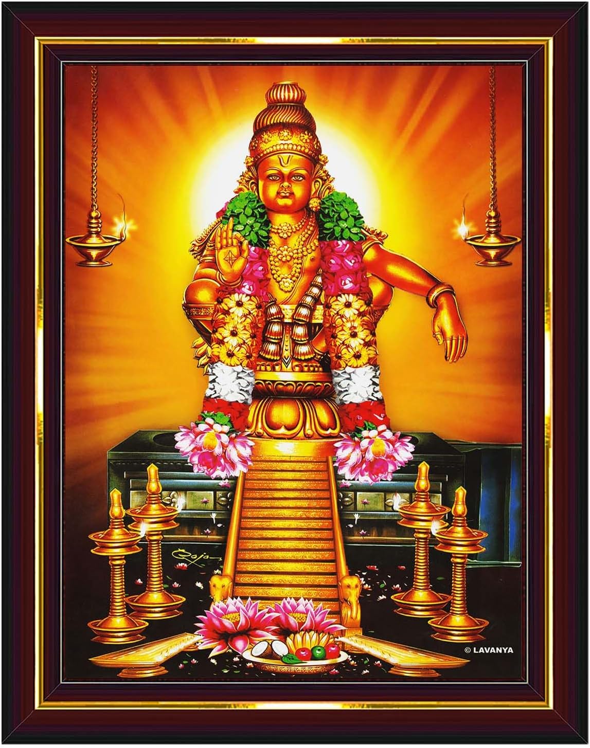 Pavan Photo Laminations Lord Ayyappa Swamy Ayyappan Iyyappan Wall Painting Framed Home Decor (Wood,Acrylic,Brown,Big Size,10x12 Inch) B1080M