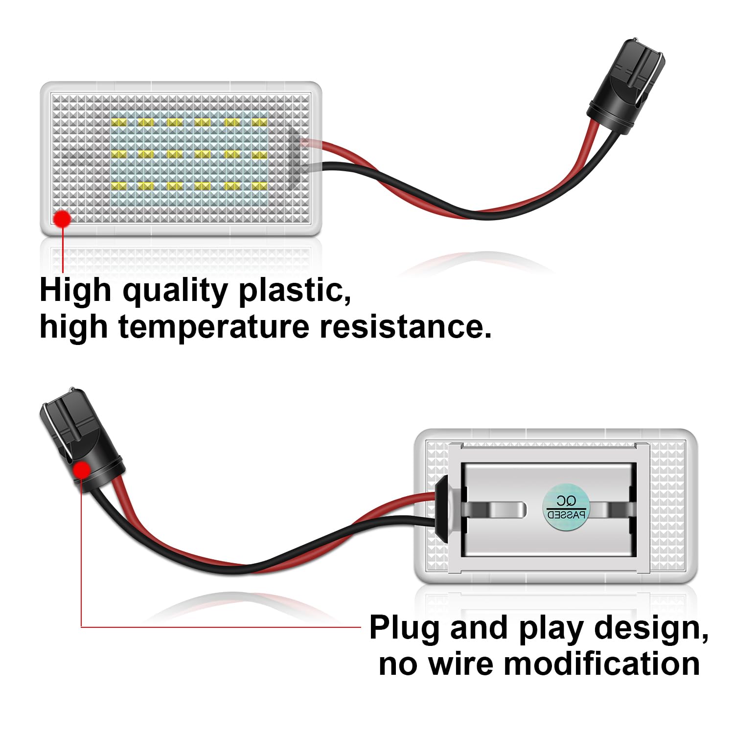 WinPower Luce Bagagliaio LED Luci di Cortesia Interni Auto Cortesia 12V Bianca Compatibile con Fiesta Focus Mondeo B/C/S-Max EcoSport Transit Galaxy Puma ecc., 2 pezzi