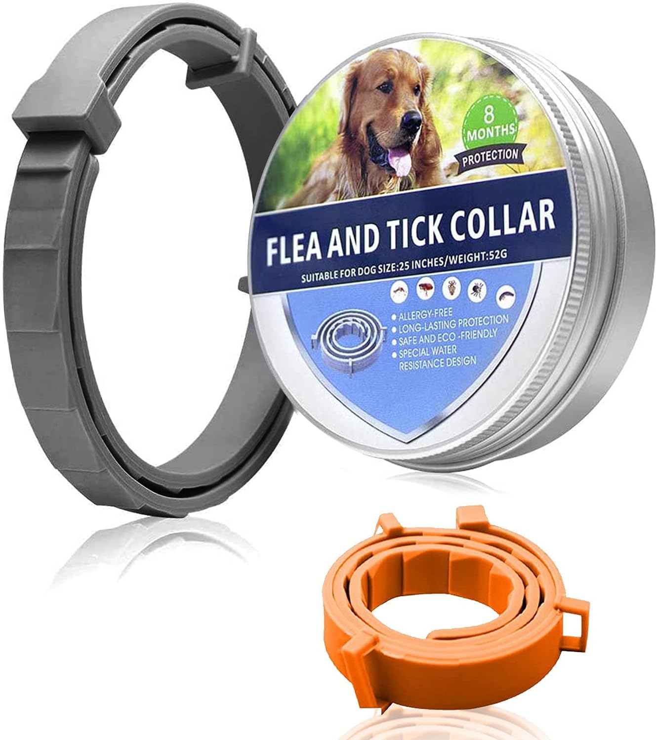 2 PCS Collar para Mascotas, prevención de pulgas y garrapatas para Perros, Collar de Gato Natural, Ajustable/Resistente al Agua/Seguro para la Familia
