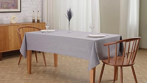 Miniatura 3 de Soft & Stylish Mantel rectangular de 55 x 84 pulgadas, lino sintético, resistente a las arrugas, lavable, para mesas de comedor de 6 pies, mantel