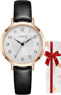 Ladies Watches Minimalist Analogue - Elegant Classic Women Wrist Watch Leather Strap for Ladies Girls