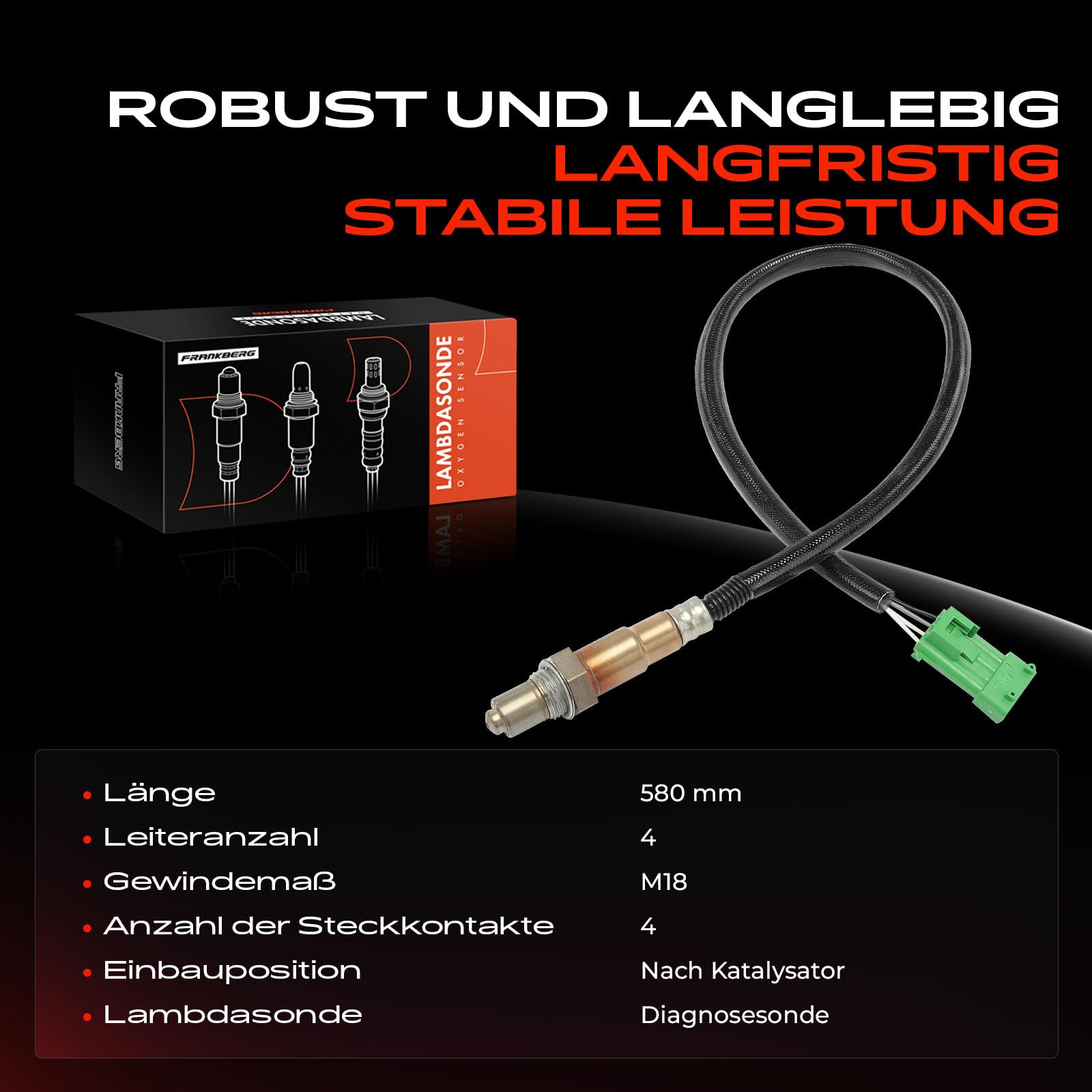 Frankberg Sonde lambda 250-24811 | Compatible avec: 307 3A/C, Corsa C Box/Hatchback X01, 207 WA WC, 307 SW 3H, 206 Hatchback 2A/C, C2 JM, C4 I LC, 1