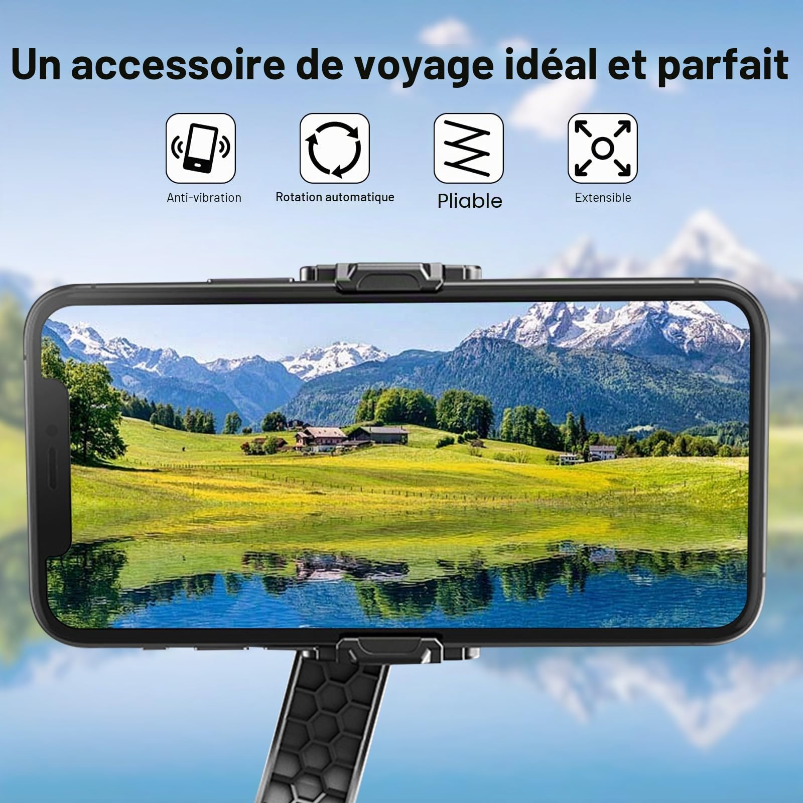 Gimbal Stabilisateur de Smartphone 1 axe Téléphone Portable avec télécommande Bluetooth 3-1 pour Vidéo en Direct, TikTok, Vlogging, Youtube, Compatible avec pour iPhone/Android