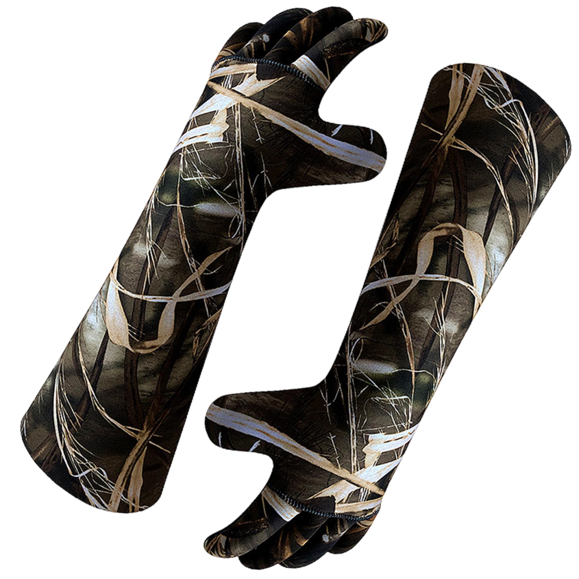 Jorzer Guantes de Caza Resistentes a pinchazos y arañazos, Guantes de Pesca hasta el Codo, Antideslizantes, con Forro Polar, de Camuflaje, Lavables, de Neopreno, para Exteriores, 1 par.
