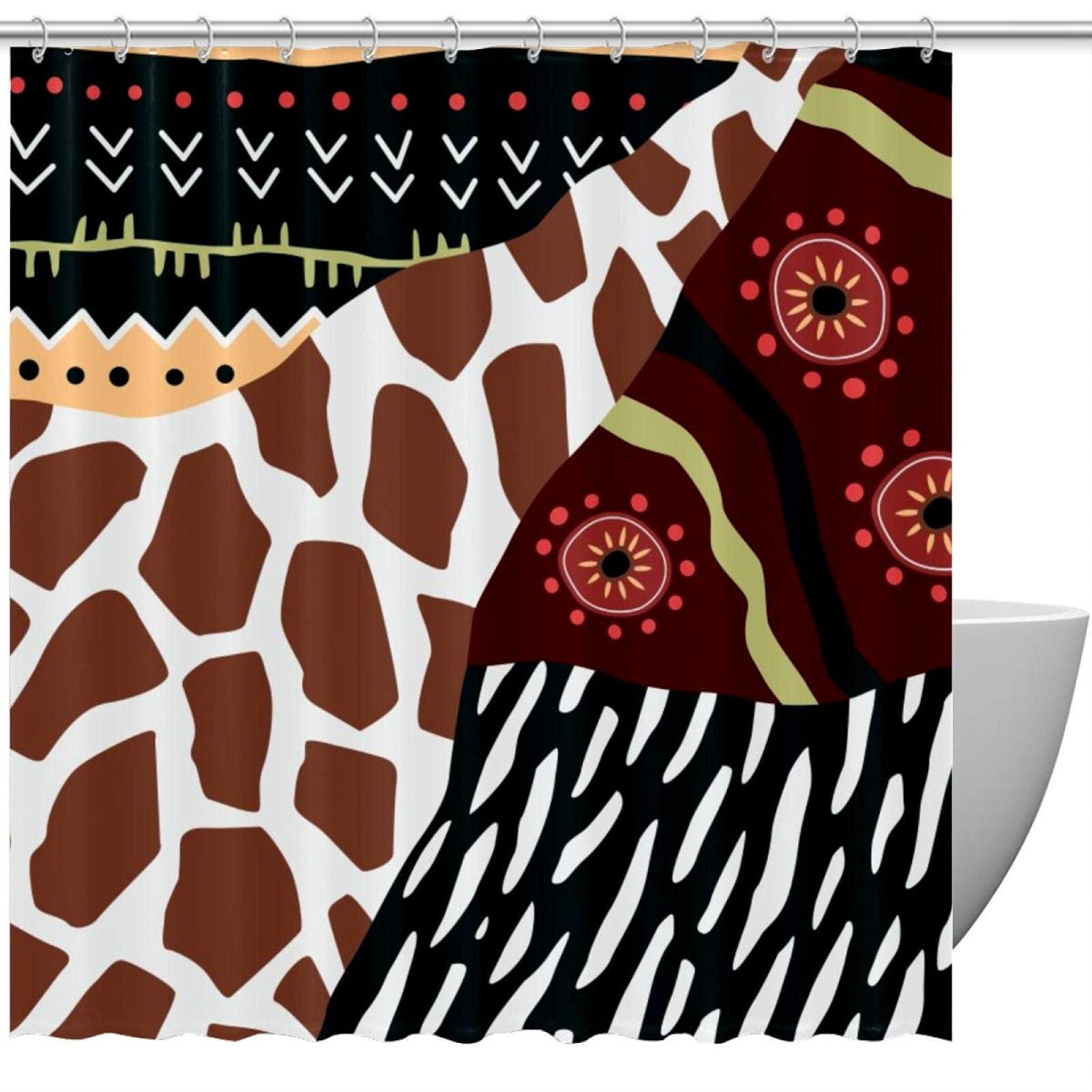 Rideau de douche imperméable anti-éclaboussures 168 x 183 cm motif animalier