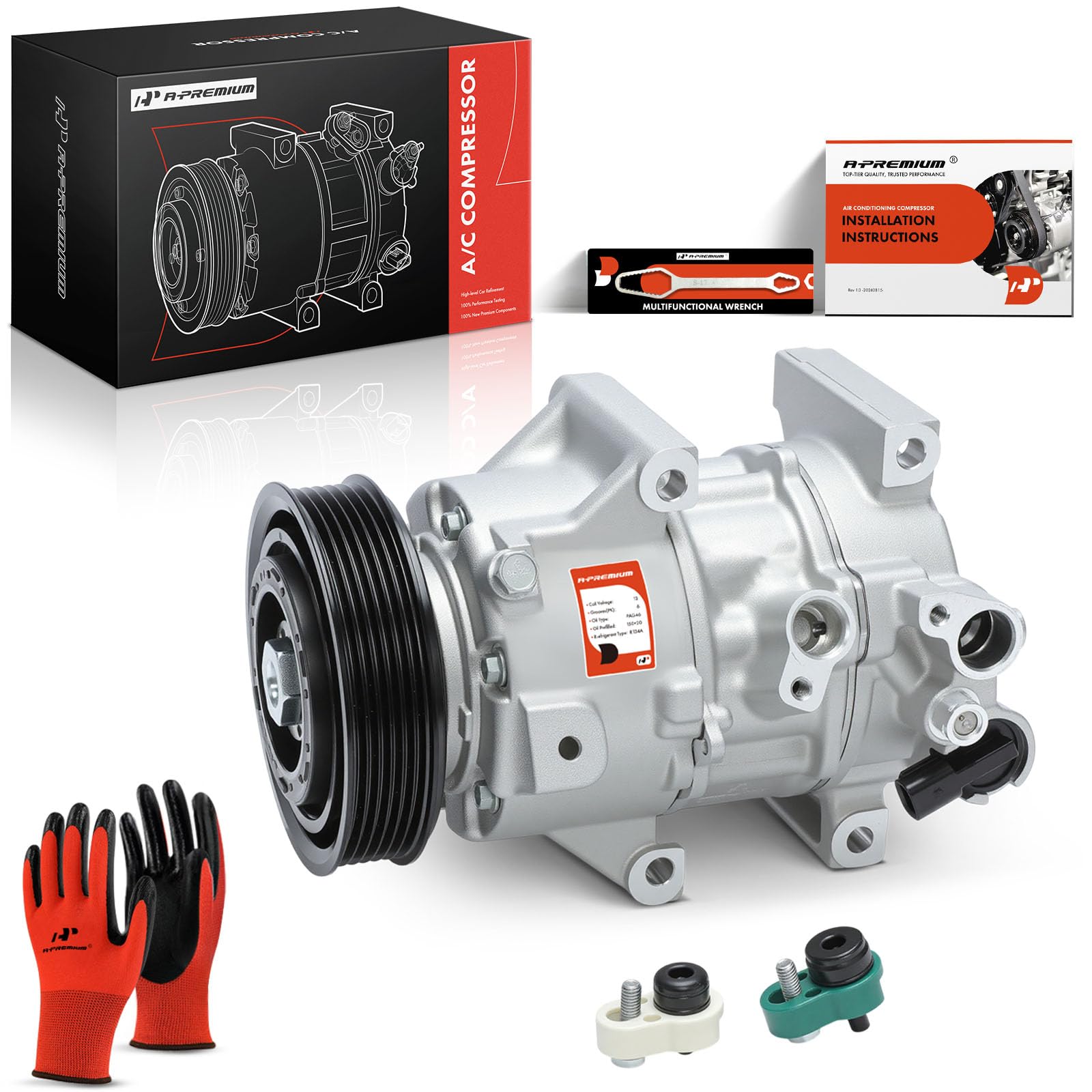 A-Premium Air Conditioner AC Compressor with Clutch Compatible with Hyundai Sonata 2.0L 2.4L 2015-2017