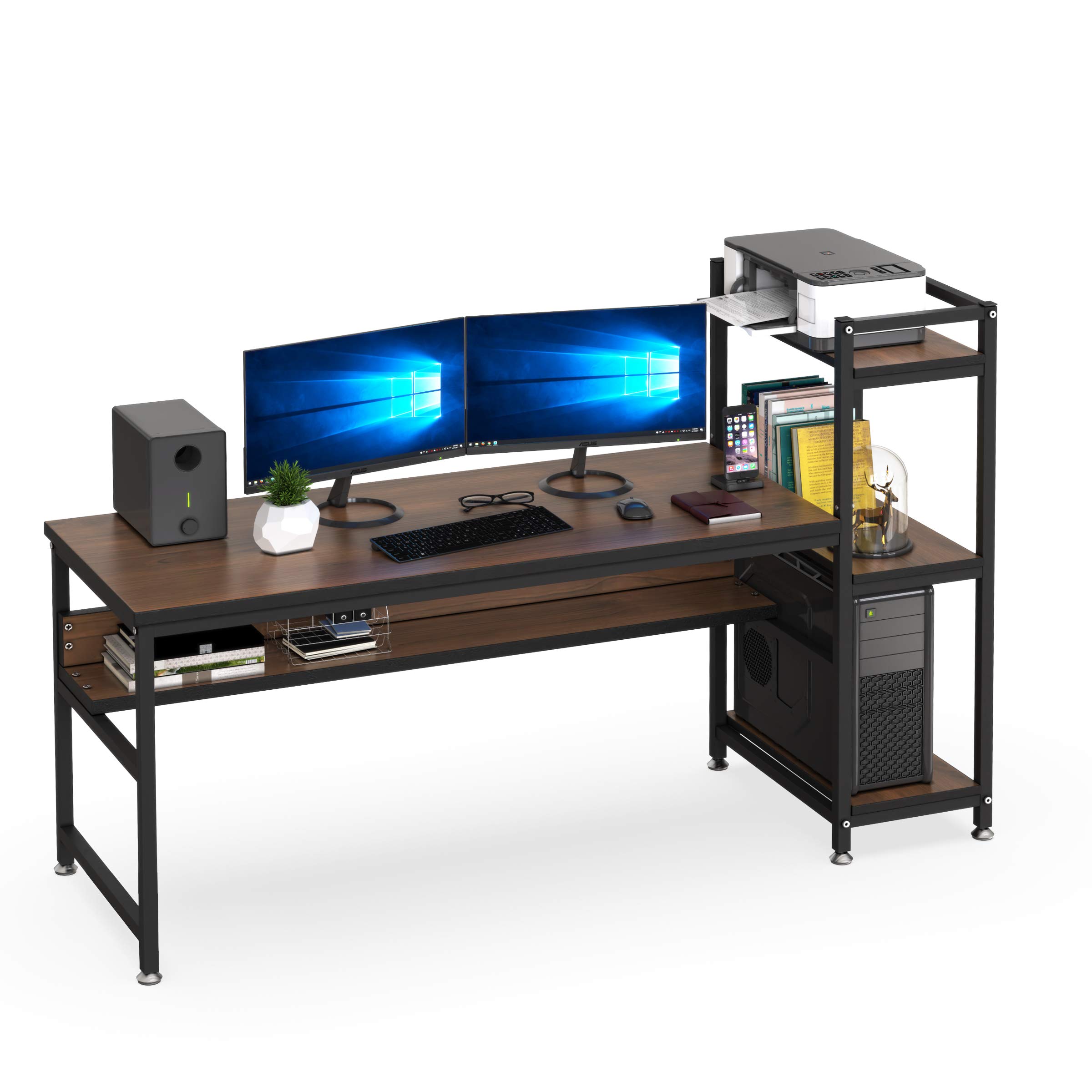Buy Computer Desk with 4 Tier Storage Shelves, 60 inch Large Office