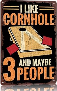Funny Corn Hole - Funny Metal Sign 8x12 Inch, Unique Design Aluminum Wall Decor for Home, Office, Bedroom, Living Room
